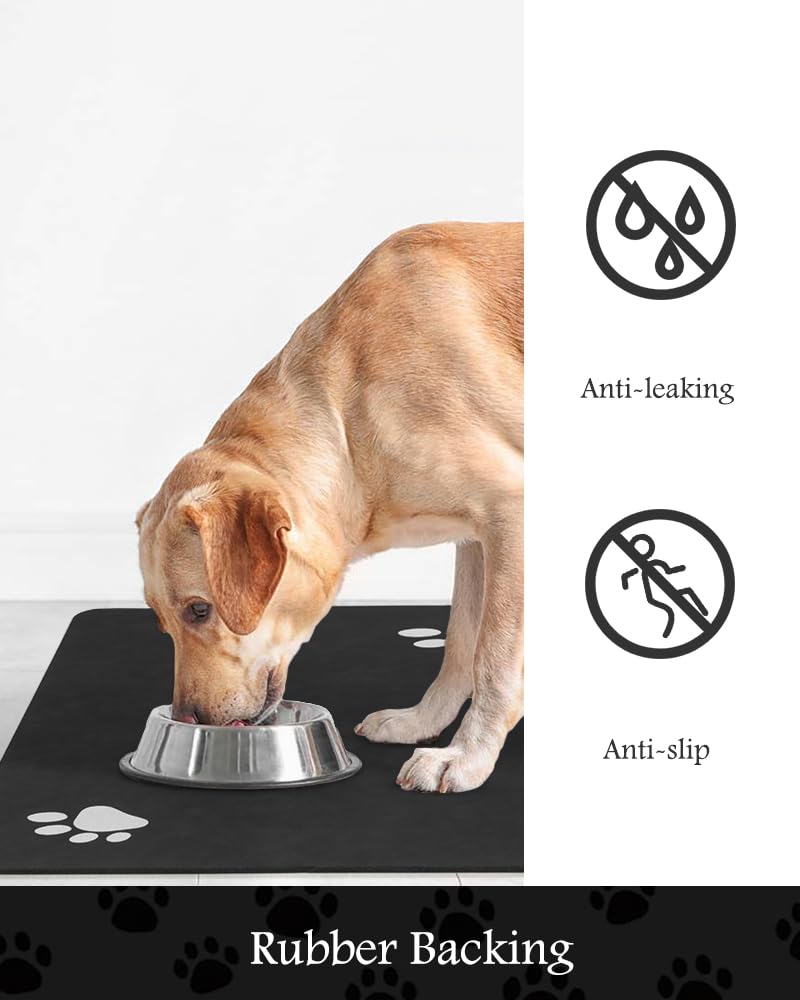 Pet Feeding Mat-Absorbent Dog Mat for Food and Water Bowl-No Stains Quick Dry Water Dispenser Mat-Dog Accessories Pet Supplies-Bowl for Messy Drinkers（Brown,23"x34"