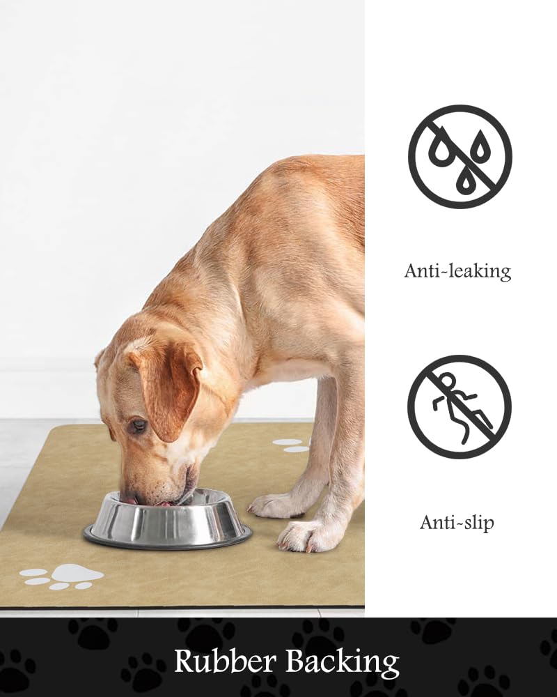 Pet Feeding Mat-Absorbent Dog Mat for Food and Water Bowl-No Stains Quick Dry Water Dispenser Mat-Dog Accessories Pet Supplies-Bowl for Messy Drinkers（Brown,23"x34"