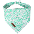 MR. CHUBBYFACE Green Wildflower Striped Dog Bandanas Reversible Triangle Bibs Scarf Accessories for Dogs Cats Pets L