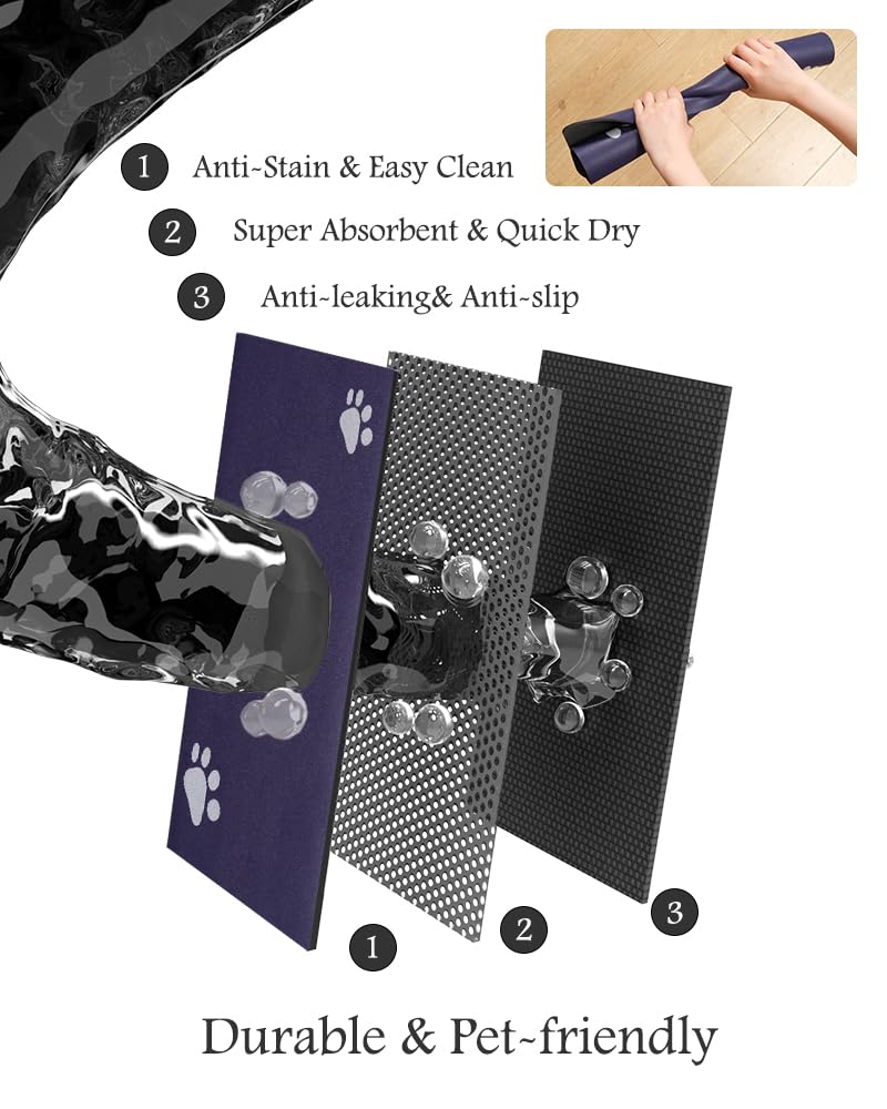Pet Feeding Mat-Absorbent Dog Mat for Food and Water Bowl-No Stains Quick Dry Water Dispenser Mat-Dog Accessories Pet Supplies-Bowl for Messy Drinkers（Brown,23"x34"