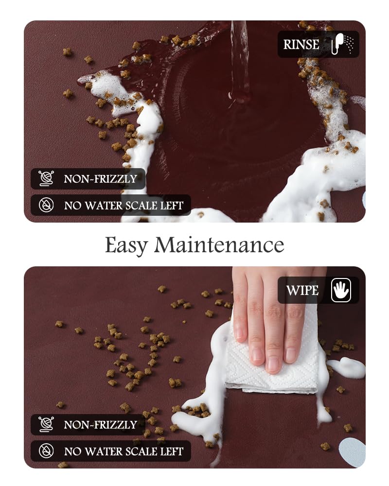 Pet Feeding Mat-Absorbent Dog Mat for Food and Water Bowl-No Stains Quick Dry Water Dispenser Mat-Dog Accessories Pet Supplies-Bowl for Messy Drinkers（Brown,23"x34"
