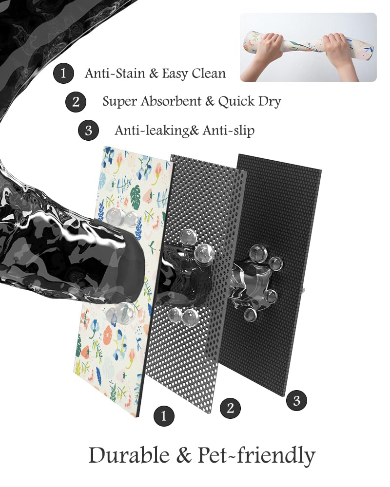 Pet Feeding Mat-Absorbent Dog Mat for Food and Water Bowl-No Stains Quick Dry Water Dispenser Mat-Dog Accessories Pet Supplies-Bowl for Messy Drinkers（Brown,23"x34"