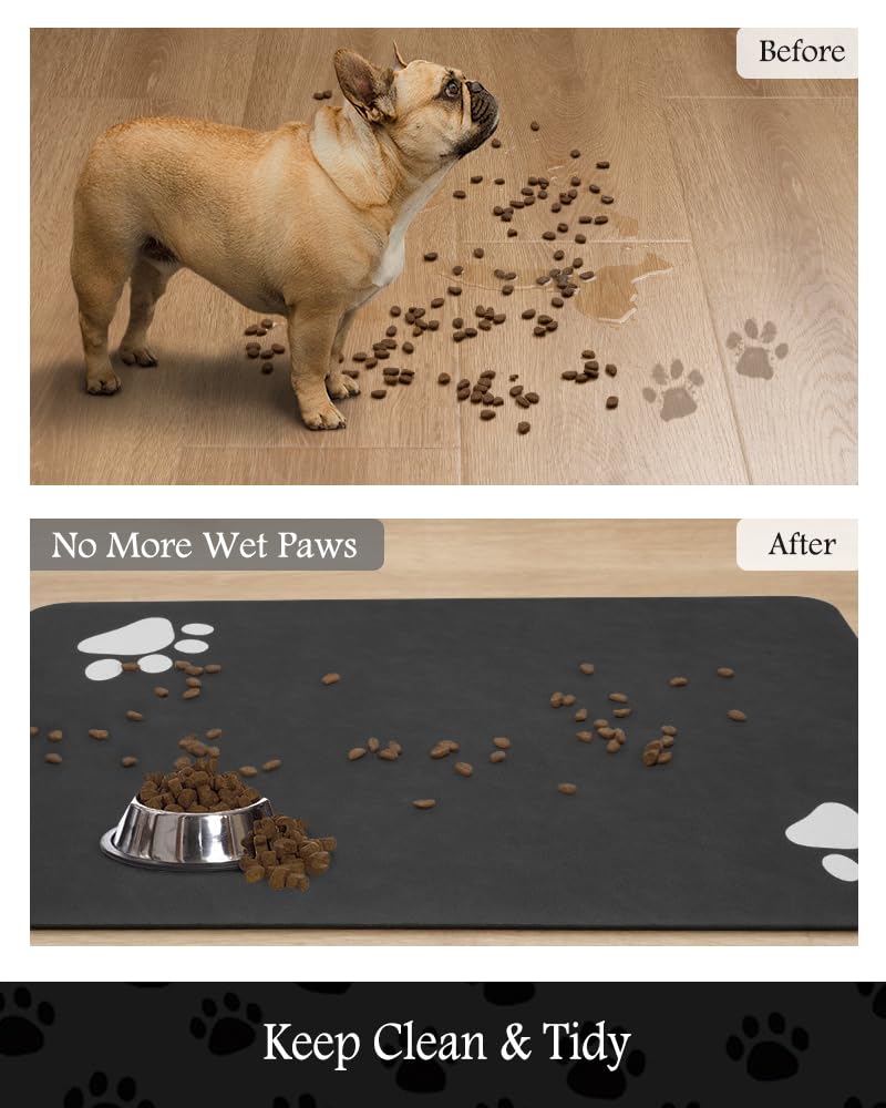 Pet Feeding Mat-Absorbent Dog Mat for Food and Water Bowl-No Stains Quick Dry Water Dispenser Mat-Dog Accessories Pet Supplies-Bowl for Messy Drinkers（Brown,23"x34"