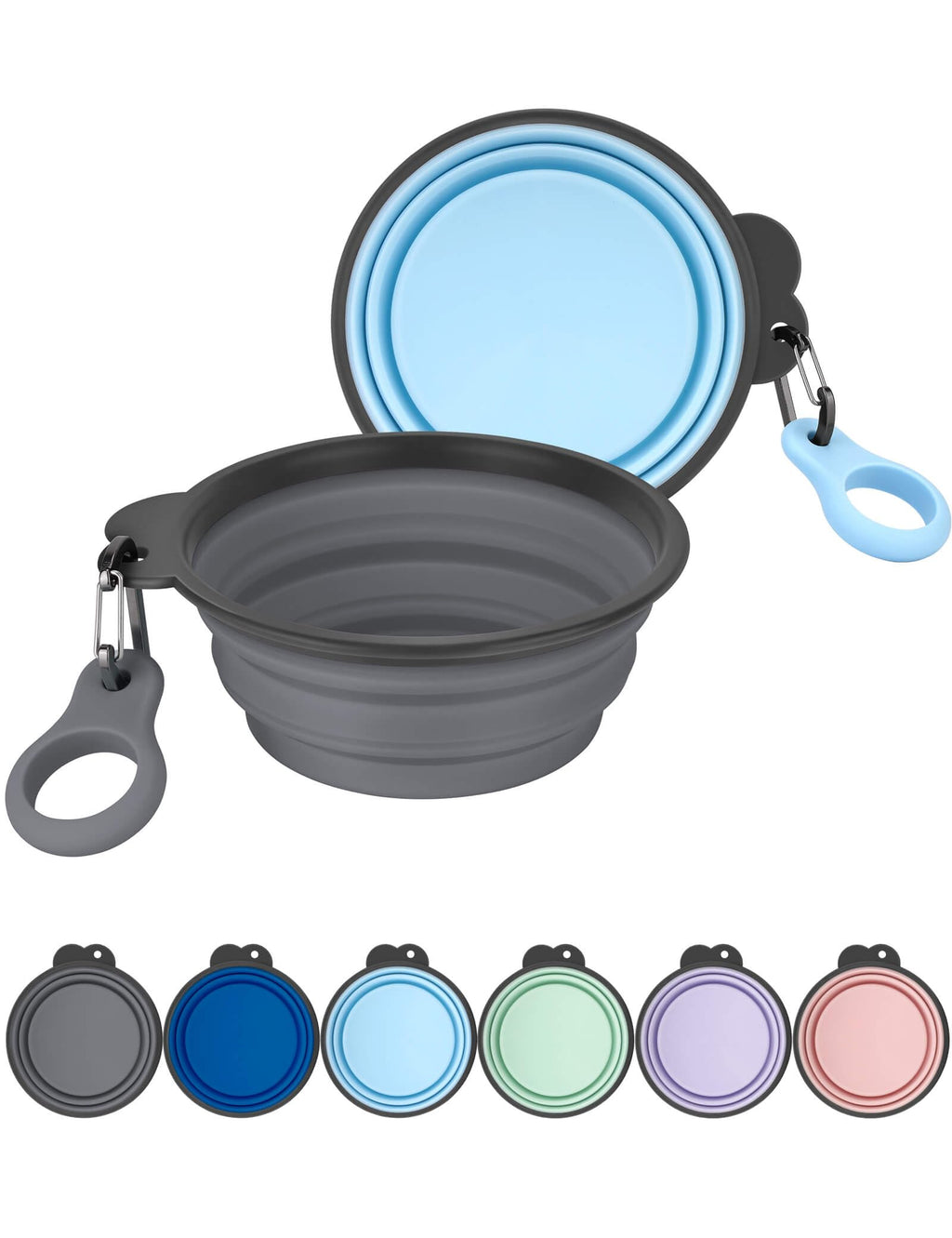 Aonkey 2 Pack 15oz/1.8 Cup Collapsible Dog Bowls with Bottle Carrier