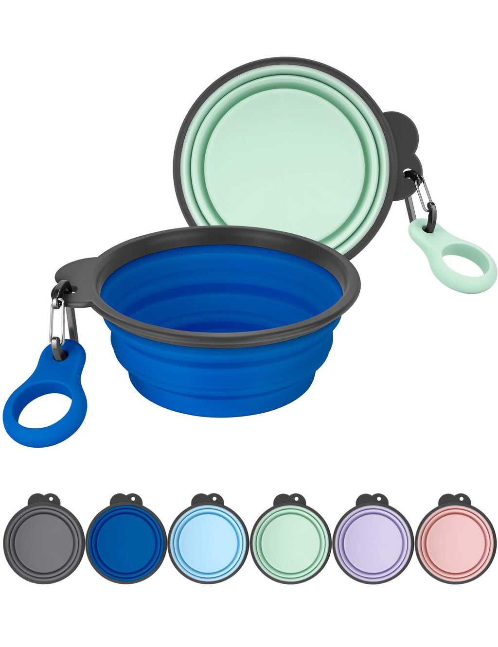 Aonkey 2 Pack 15oz/1.8 Cup Collapsible Dog Bowls with Bottle Carrier