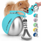 Portable Dog Water Bottle 10oz Stainless Steel Travel Dog Water Dispenser with Bowl No-Spill Puppy Water Bottle for Walking Hiking Small Dog Water Bottle (Sapphire Blue)