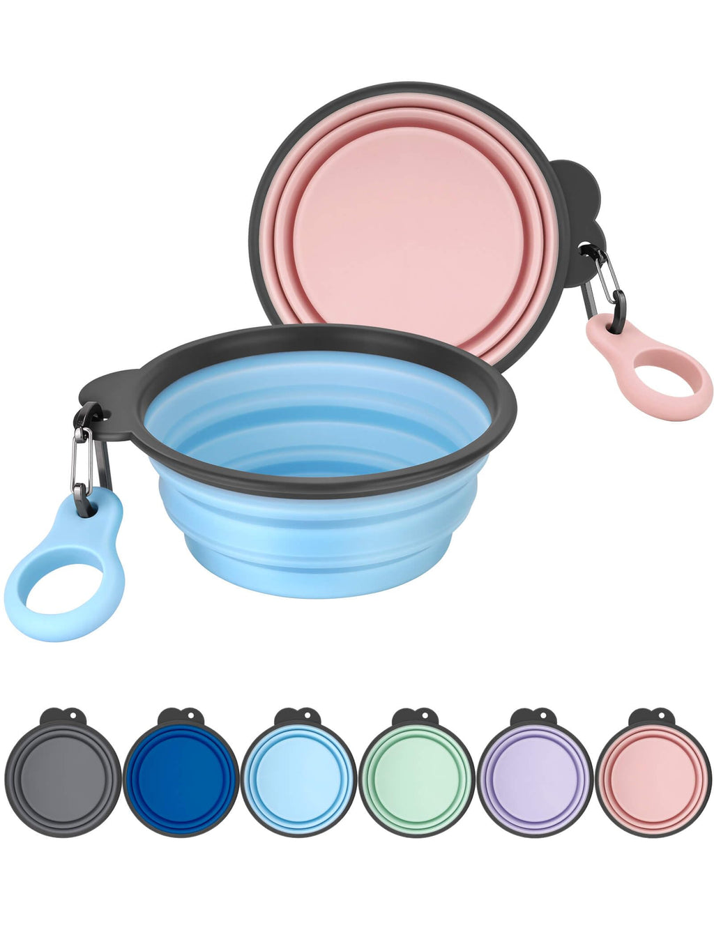 Aonkey 2 Pack 15oz/1.8 Cup Collapsible Dog Bowls with Bottle Carrier