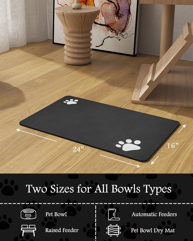 Pet Feeding Mat-Absorbent Dog Mat for Food and Water Bowl-No Stains Quick Dry Water Dispenser Mat-Dog Accessories Pet Supplies-Bowl for Messy Drinkers（Brown,23"x34"