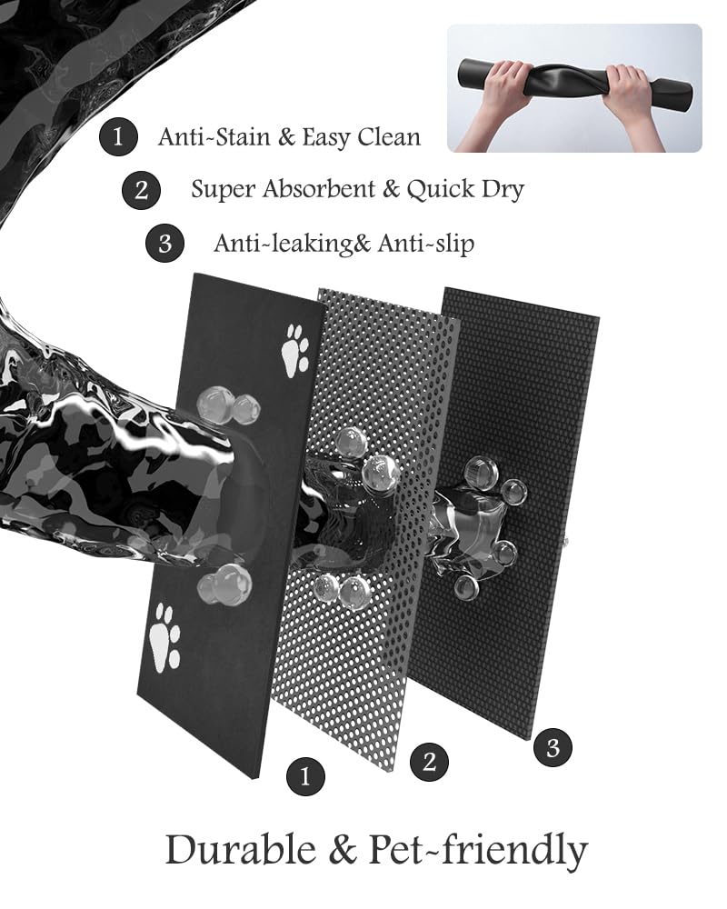 Pet Feeding Mat-Absorbent Dog Mat for Food and Water Bowl-No Stains Quick Dry Water Dispenser Mat-Dog Accessories Pet Supplies-Bowl for Messy Drinkers（Brown,23"x34"
