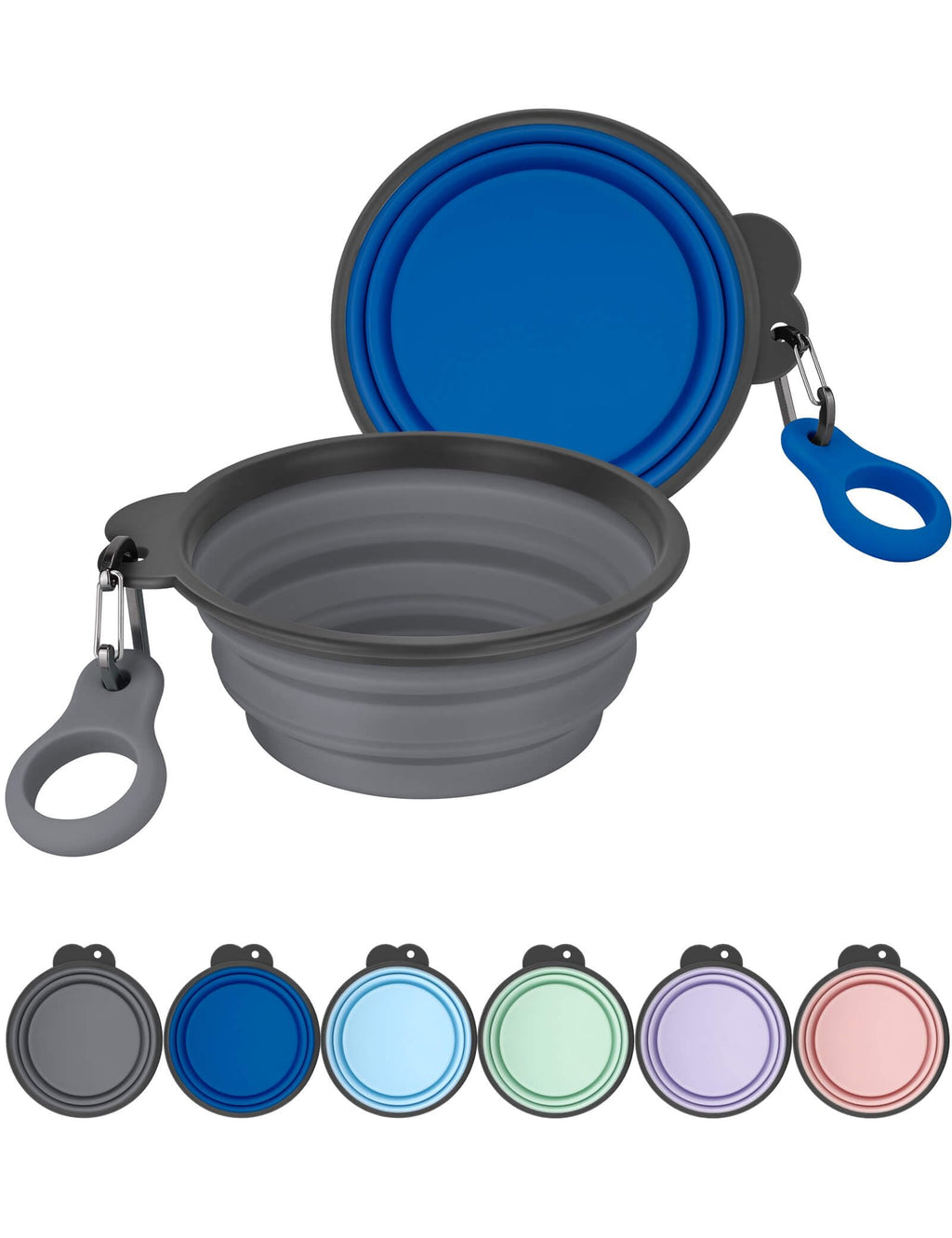 Aonkey 2 Pack 15oz/1.8 Cup Collapsible Dog Bowls with Bottle Carrier