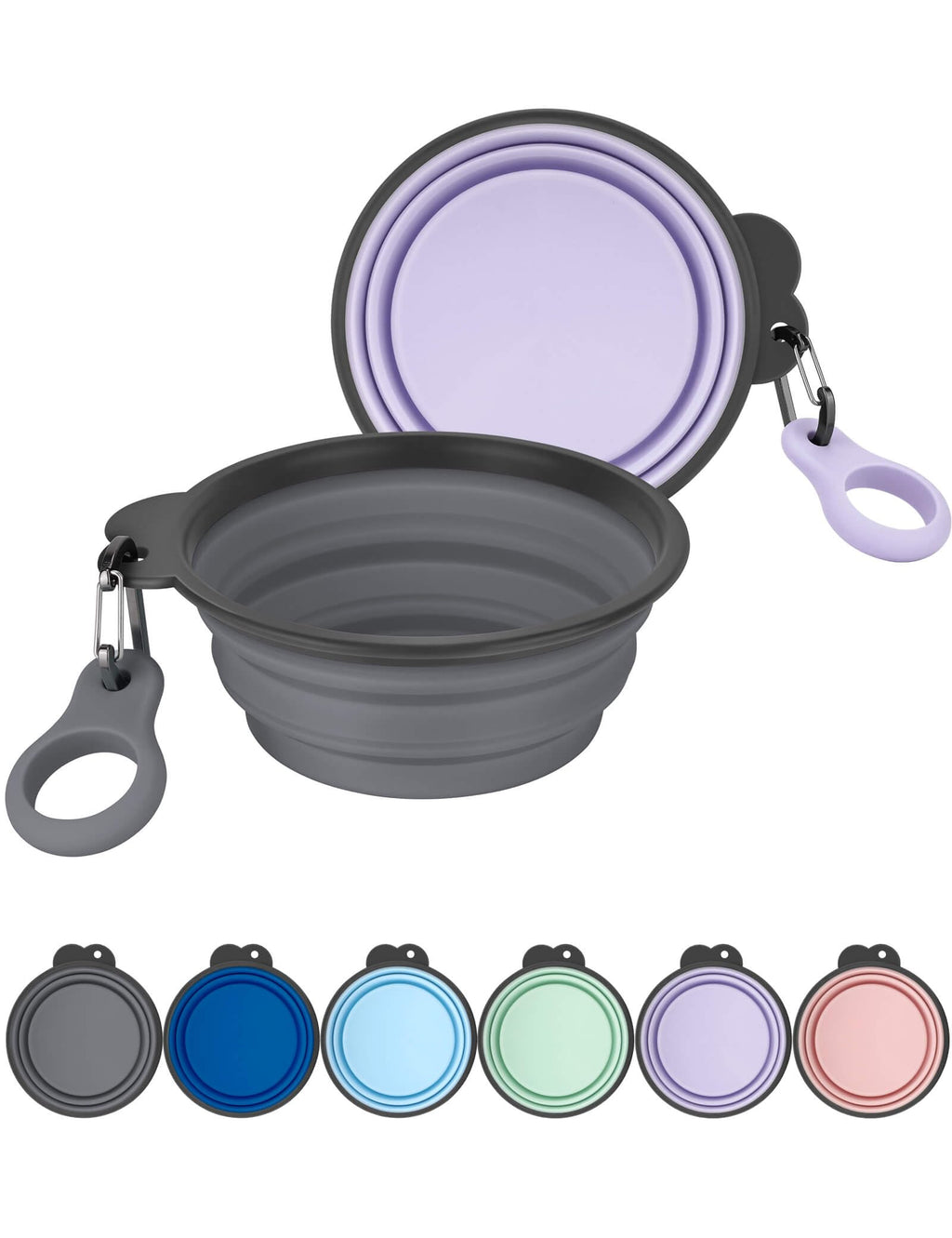 Aonkey 2 Pack 15oz/1.8 Cup Collapsible Dog Bowls with Bottle Carrier