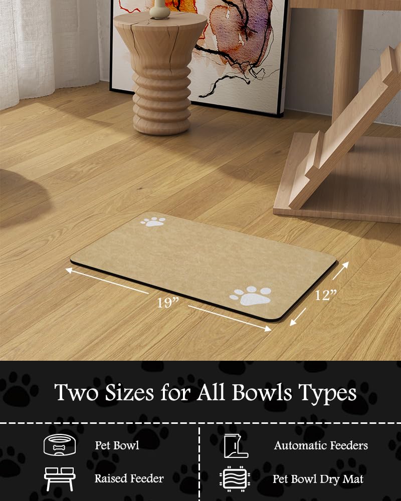 Pet Feeding Mat-Absorbent Dog Mat for Food and Water Bowl-No Stains Quick Dry Water Dispenser Mat-Dog Accessories Pet Supplies-Bowl for Messy Drinkers（Brown,23"x34"