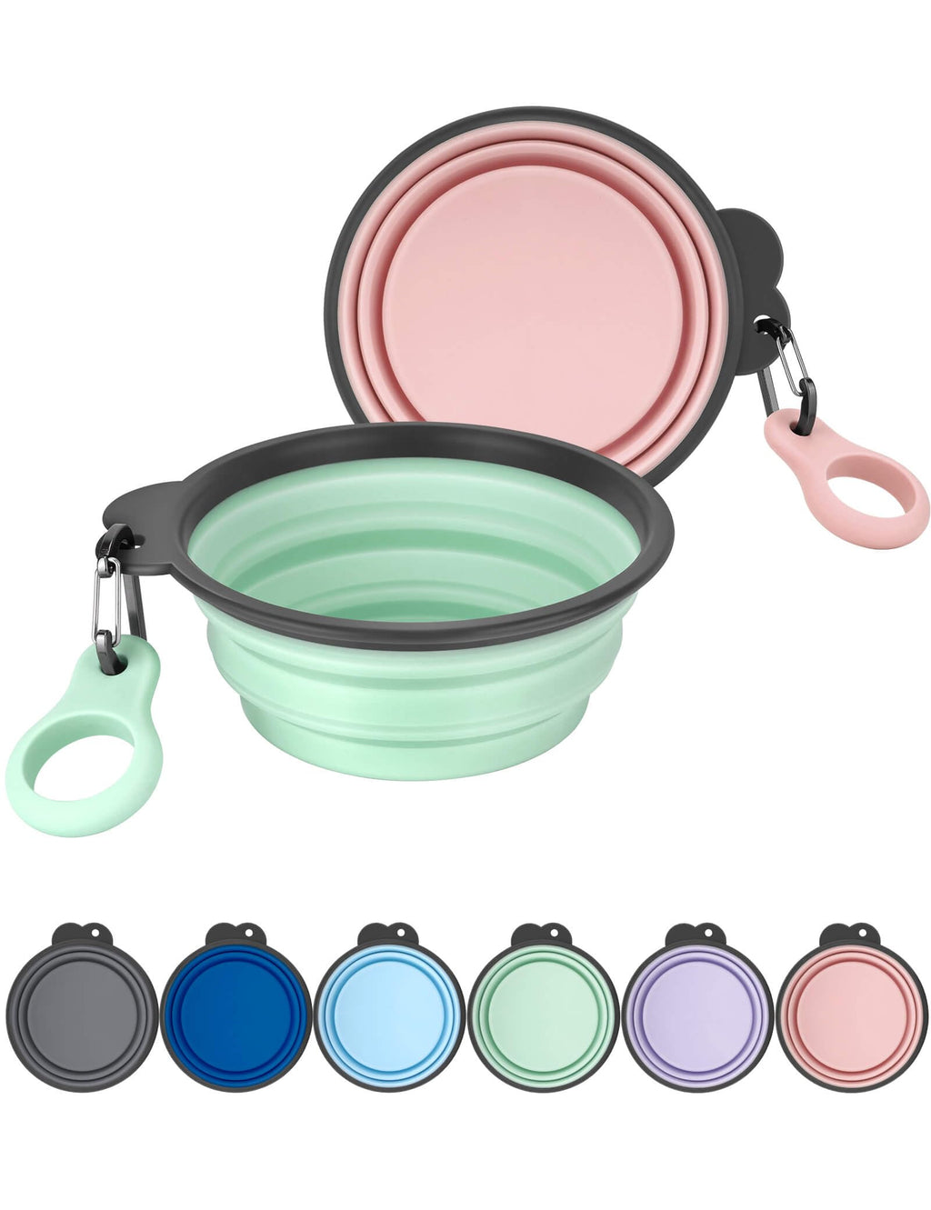 Aonkey 2 Pack 15oz/1.8 Cup Collapsible Dog Bowls with Bottle Carrier