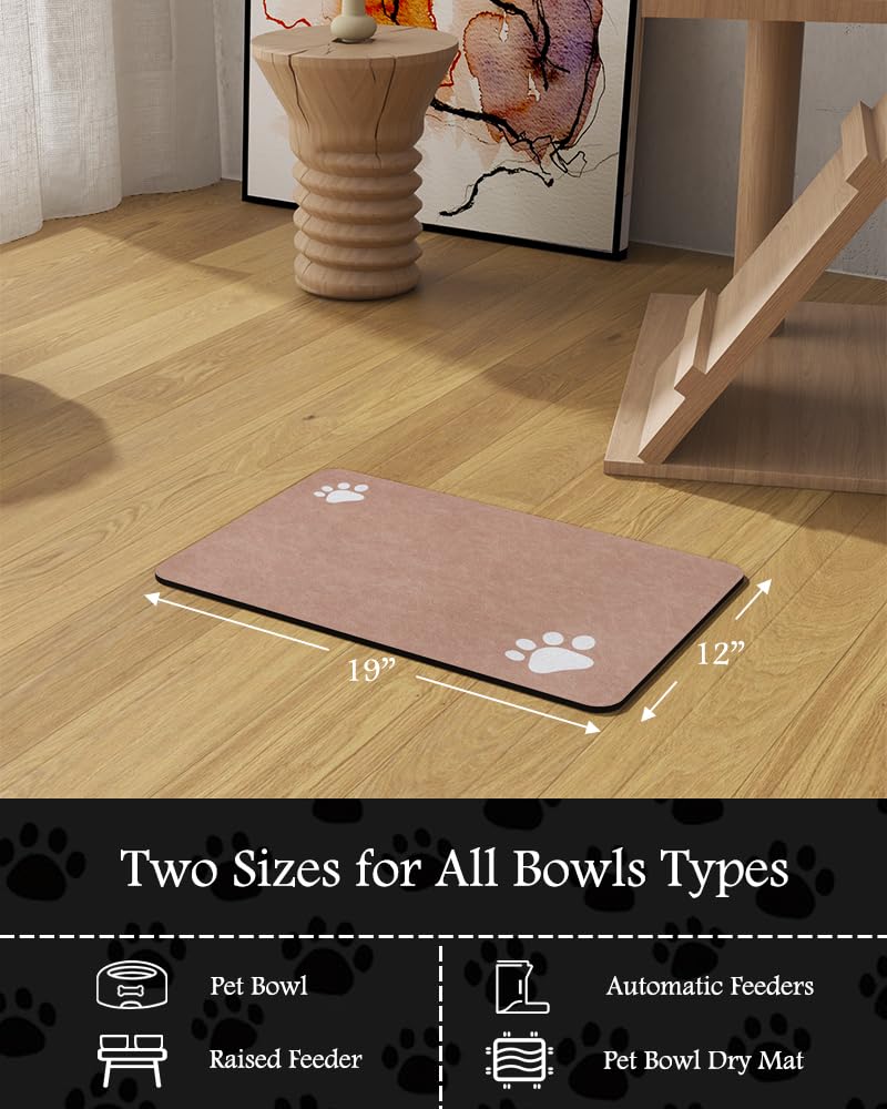 Pet Feeding Mat-Absorbent Dog Mat for Food and Water Bowl-No Stains Quick Dry Water Dispenser Mat-Dog Accessories Pet Supplies-Bowl for Messy Drinkers（Brown,23"x34"