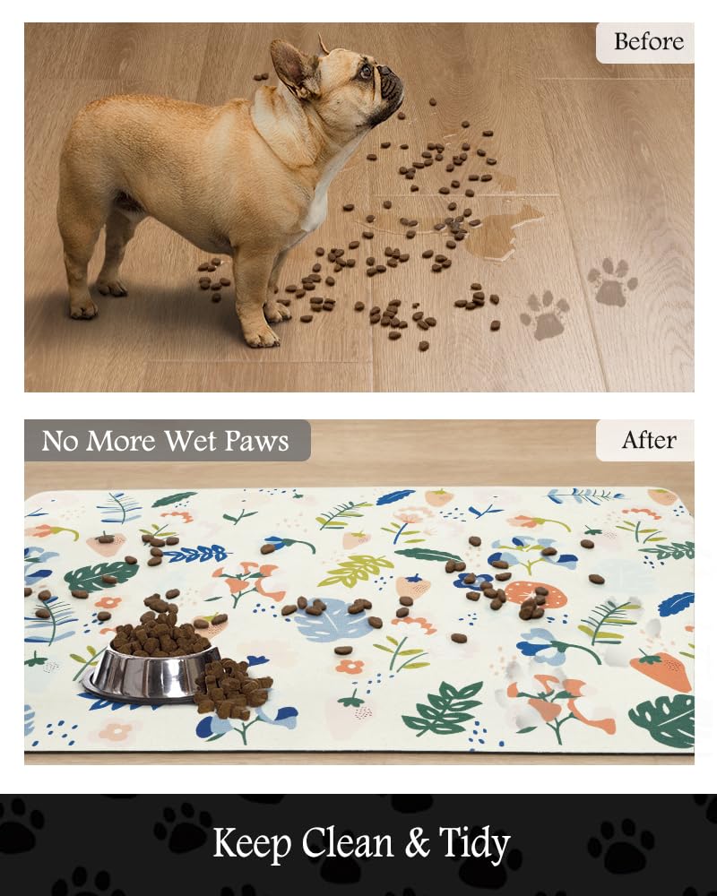 Pet Feeding Mat-Absorbent Dog Mat for Food and Water Bowl-No Stains Quick Dry Water Dispenser Mat-Dog Accessories Pet Supplies-Bowl for Messy Drinkers（Brown,23"x34"