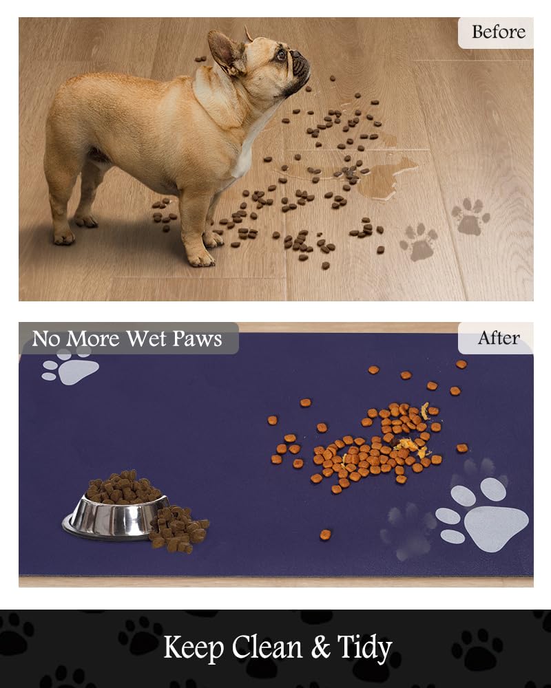 Pet Feeding Mat-Absorbent Dog Mat for Food and Water Bowl-No Stains Quick Dry Water Dispenser Mat-Dog Accessories Pet Supplies-Bowl for Messy Drinkers（Brown,23"x34"