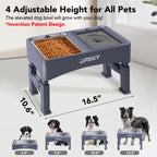 UPSKY 2-in-1 Elevated Dog Bowls Set with 4 Height Adjustable Stand, Balck