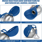 Portable Dog Water Bottle 10oz Stainless Steel Travel Dog Water Dispenser with Bowl No-Spill Puppy Water Bottle for Walking Hiking Small Dog Water Bottle (Sapphire Blue)