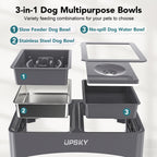 UPSKY 2-in-1 Elevated Dog Bowls Set with 4 Height Adjustable Stand, Balck
