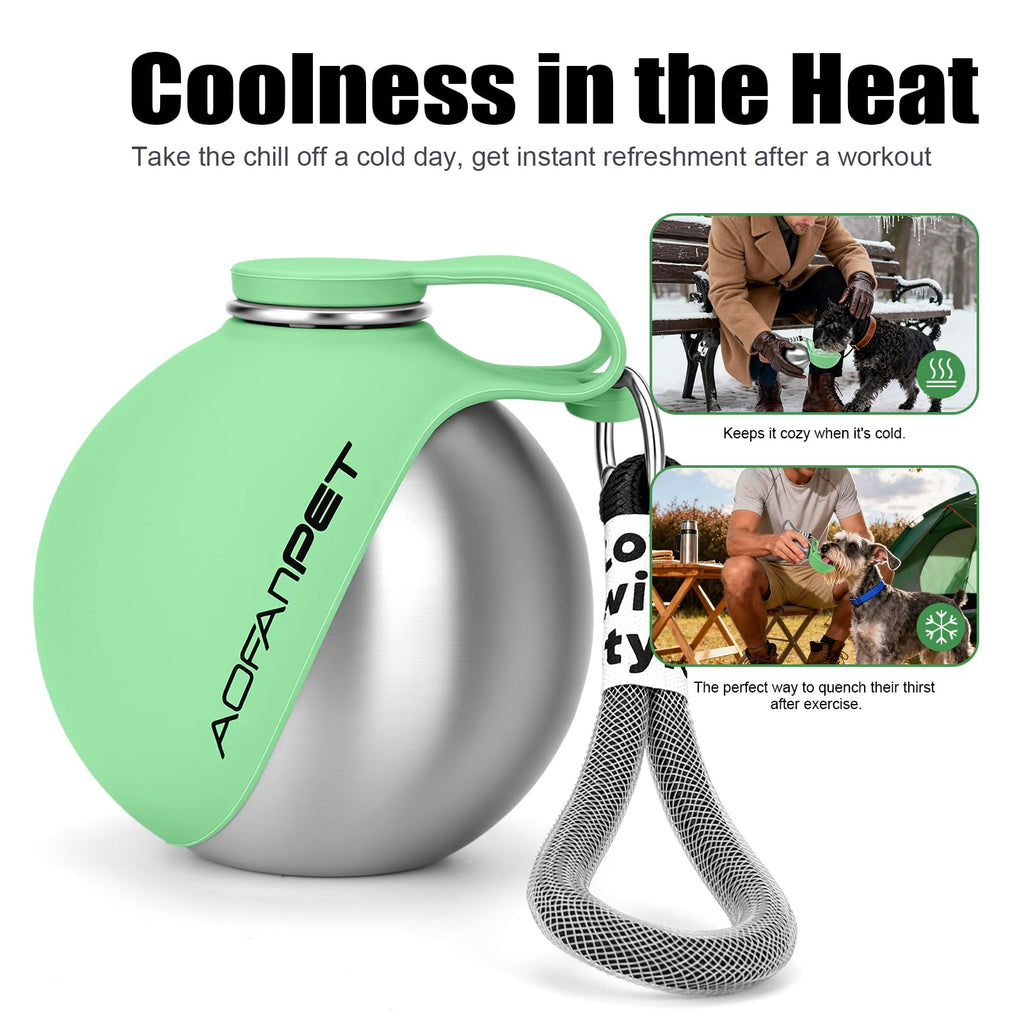 Portable Dog Water Bottle 10oz Stainless Steel Travel Dog Water Dispenser with Bowl No-Spill Puppy Water Bottle for Walking Hiking Small Dog Water Bottle (Sapphire Blue)