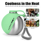 Portable Dog Water Bottle 10oz Stainless Steel Travel Dog Water Dispenser with Bowl No-Spill Puppy Water Bottle for Walking Hiking Small Dog Water Bottle (Sapphire Blue)