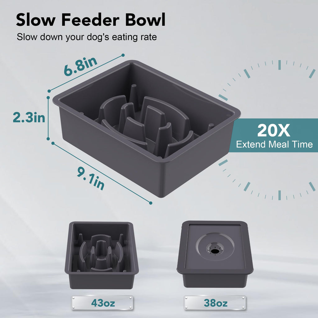 UPSKY 2-in-1 Elevated Dog Bowls Set with 4 Height Adjustable Stand, Balck