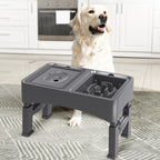 UPSKY 2-in-1 Elevated Dog Bowls Set with 4 Height Adjustable Stand, Balck