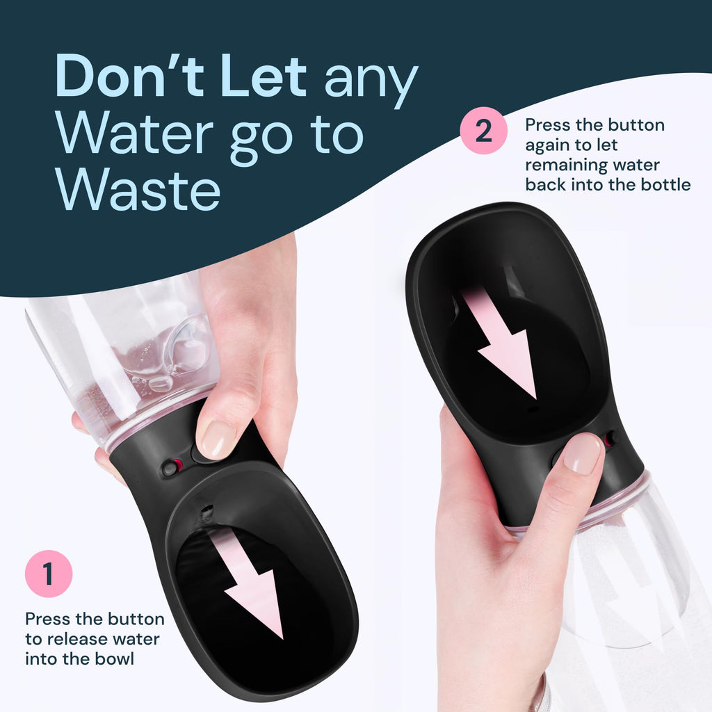 MalsiPree Dog Water Bottle Dispenser - 12 oz Navy Blue, Leak-Proof