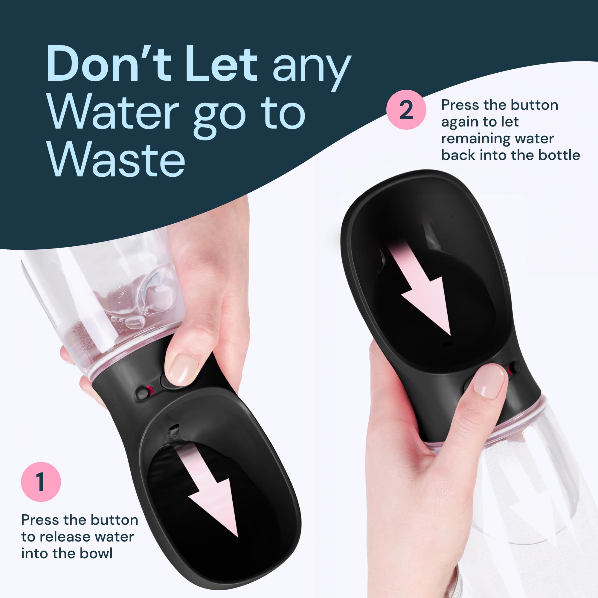 MalsiPree Dog Water Bottle Dispenser - 12 oz Navy Blue, Leak-Proof