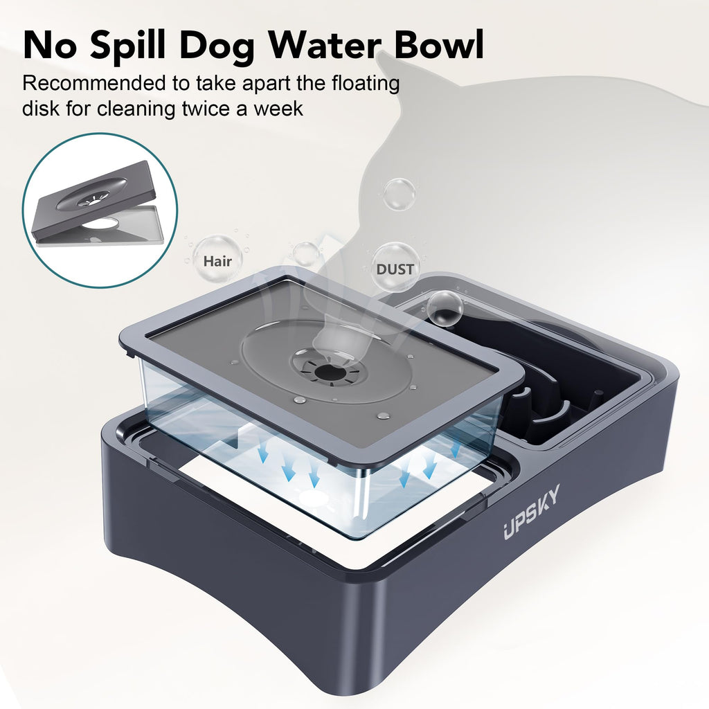 UPSKY 2-in-1 Elevated Dog Bowls Set with 4 Height Adjustable Stand, Balck