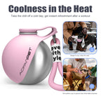 Portable Dog Water Bottle 10oz Stainless Steel Travel Dog Water Dispenser with Bowl No-Spill Puppy Water Bottle for Walking Hiking Small Dog Water Bottle (Sapphire Blue)