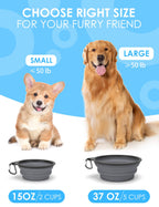 Aonkey 2 Pack 15oz/1.8 Cup Collapsible Dog Bowls with Bottle Carrier