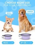 Aonkey 2 Pack 15oz/1.8 Cup Collapsible Dog Bowls with Bottle Carrier