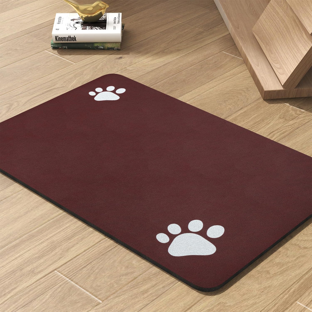 Pet Feeding Mat-Absorbent Dog Mat for Food and Water Bowl-No Stains Quick Dry Water Dispenser Mat-Dog Accessories Pet Supplies-Bowl for Messy Drinkers（Brown,23"x34"