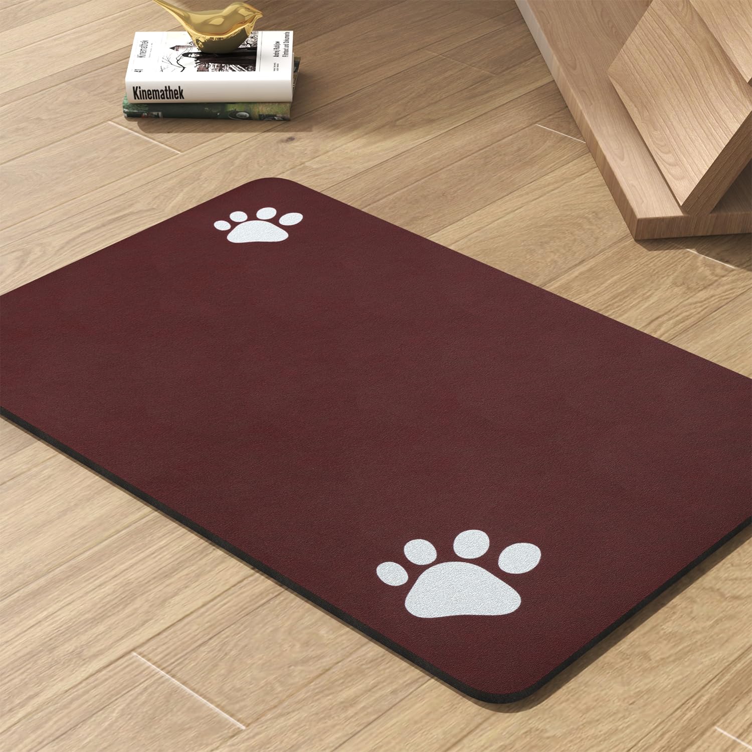 Pet Feeding Mat-Absorbent Dog Mat for Food and Water Bowl-No Stains Quick Dry Water Dispenser Mat-Dog Accessories Pet Supplies-Bowl for Messy Drinkers（Brown,23"x34"