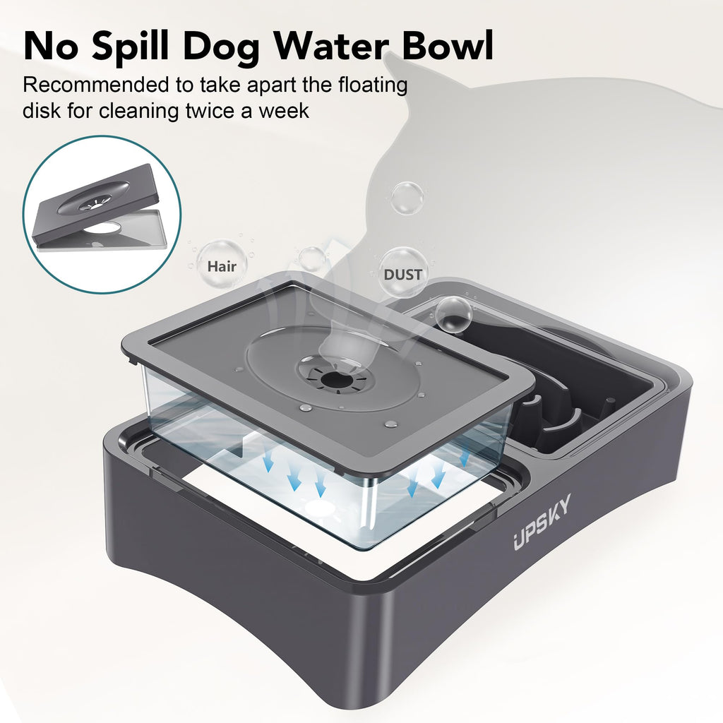 UPSKY 2-in-1 Elevated Dog Bowls Set with 4 Height Adjustable Stand, Balck