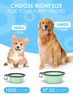 Aonkey 2 Pack 15oz/1.8 Cup Collapsible Dog Bowls with Bottle Carrier