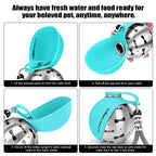 Portable Dog Water Bottle 10oz Stainless Steel Travel Dog Water Dispenser with Bowl No-Spill Puppy Water Bottle for Walking Hiking Small Dog Water Bottle (Sapphire Blue)