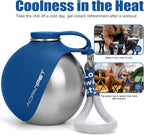 Portable Dog Water Bottle 10oz Stainless Steel Travel Dog Water Dispenser with Bowl No-Spill Puppy Water Bottle for Walking Hiking Small Dog Water Bottle (Sapphire Blue)
