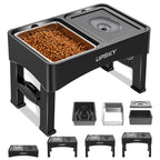 UPSKY 2-in-1 Elevated Dog Bowls Set with 4 Height Adjustable Stand, Balck