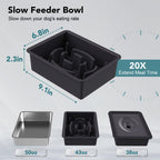 UPSKY 2-in-1 Elevated Dog Bowls Set with 4 Height Adjustable Stand, Balck