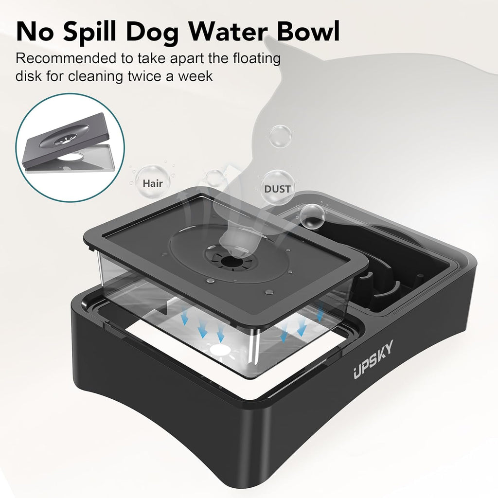 UPSKY 2-in-1 Elevated Dog Bowls Set with 4 Height Adjustable Stand, Balck
