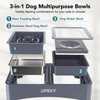 UPSKY 2-in-1 Elevated Dog Bowls Set with 4 Height Adjustable Stand, Balck