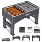UPSKY 2-in-1 Elevated Dog Bowls Set with 4 Height Adjustable Stand, Balck