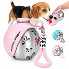 Portable Dog Water Bottle 10oz Stainless Steel Travel Dog Water Dispenser with Bowl No-Spill Puppy Water Bottle for Walking Hiking Small Dog Water Bottle (Sapphire Blue)
