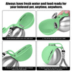 Portable Dog Water Bottle 10oz Stainless Steel Travel Dog Water Dispenser with Bowl No-Spill Puppy Water Bottle for Walking Hiking Small Dog Water Bottle (Sapphire Blue)