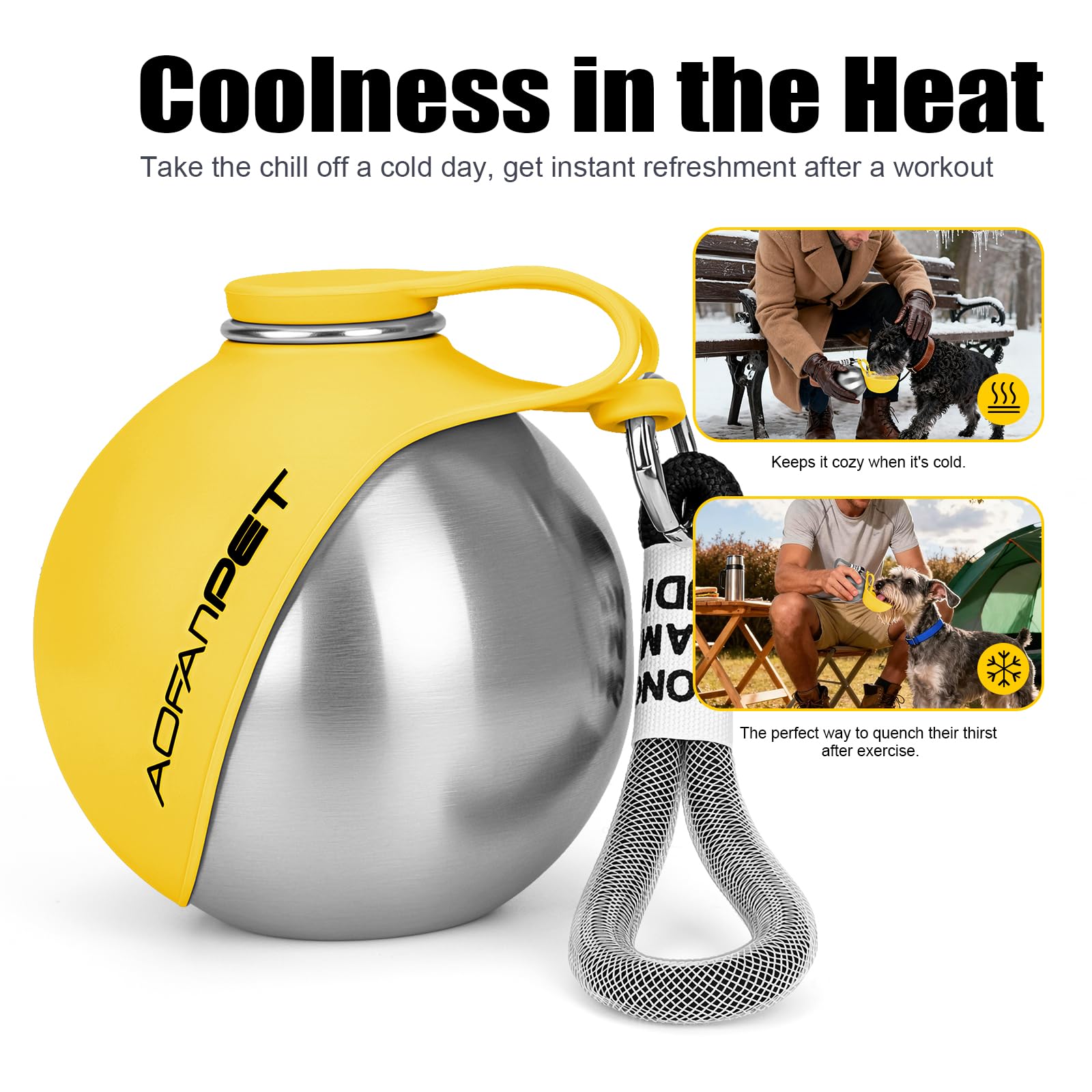 Portable Dog Water Bottle 10oz Stainless Steel Travel Dog Water Dispenser with Bowl No-Spill Puppy Water Bottle for Walking Hiking Small Dog Water Bottle (Sapphire Blue)