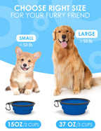 Aonkey 2 Pack 15oz/1.8 Cup Collapsible Dog Bowls with Bottle Carrier