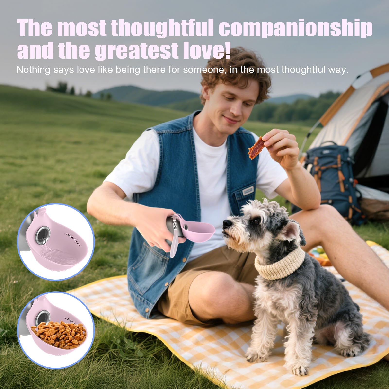 Portable Dog Water Bottle 10oz Stainless Steel Travel Dog Water Dispenser with Bowl No-Spill Puppy Water Bottle for Walking Hiking Small Dog Water Bottle (Sapphire Blue)