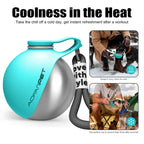 Portable Dog Water Bottle 10oz Stainless Steel Travel Dog Water Dispenser with Bowl No-Spill Puppy Water Bottle for Walking Hiking Small Dog Water Bottle (Sapphire Blue)